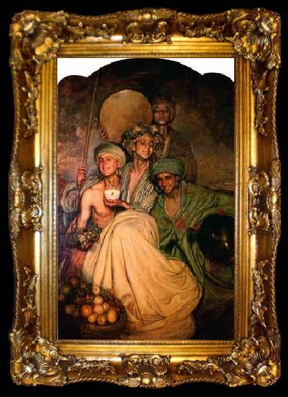 framed  unknow artist Arab or Arabic people and life. Orientalism oil paintings  543, ta009-2